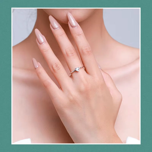 Elegant Dainty Heart-Shaped Silver Ring - 925 Sterling Silver Wedding Jewelry for Women and Girls