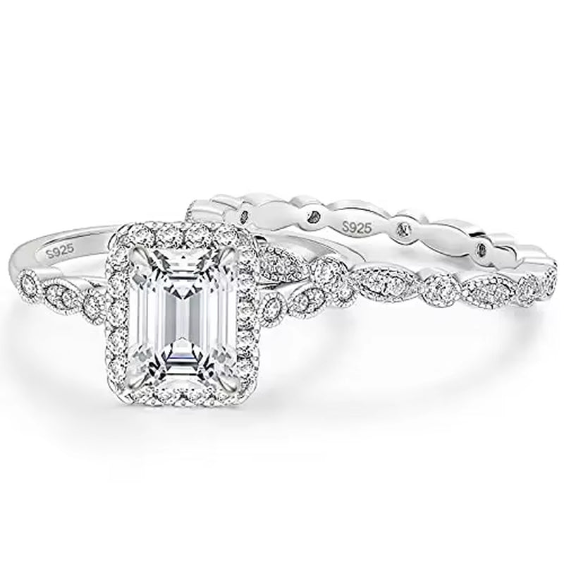 Exquisite 2CT Vintage Marquise Bridal Ring Set - Elegant CZ Engagement Ring for Women