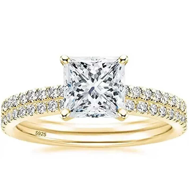 Stunning 2CT Princess Cut Bridal Set in 925 Sterling Silver - Elegant Wedding Bands for Women