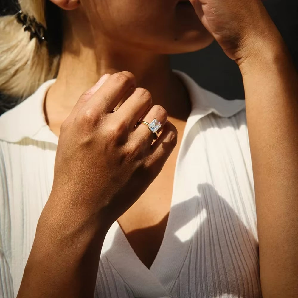 Trumium 3CT Radiant Cut 925 Sterling Silver Engagement Ring - A Stunning Promise Ring for Women