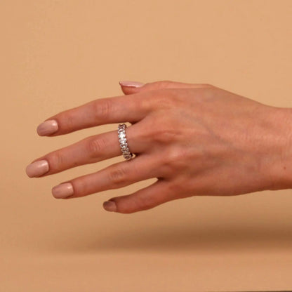 Elevate Your Style with the Stunning 14K Gold Plated Oval Eternity Stackable Ring for Women - Adorned with Sparkling Cubic Zirconia