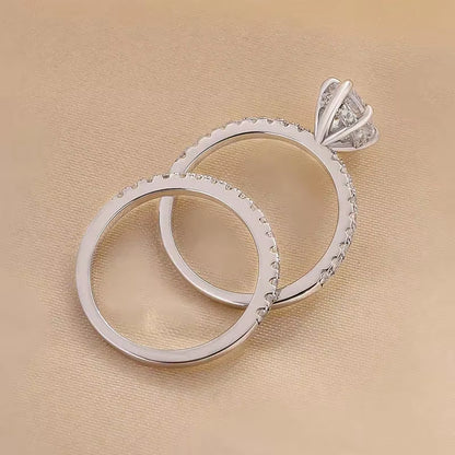 Elevate Your Style with CAOSHI Luxury 2-Piece Wedding Ring Set for Women - Dazzling Marquise Zirconia in Elegant Silver Finish