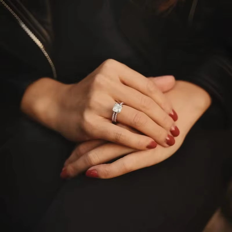 Stunning 2CT Princess Cut Bridal Set in 925 Sterling Silver - Elegant Wedding Bands for Women