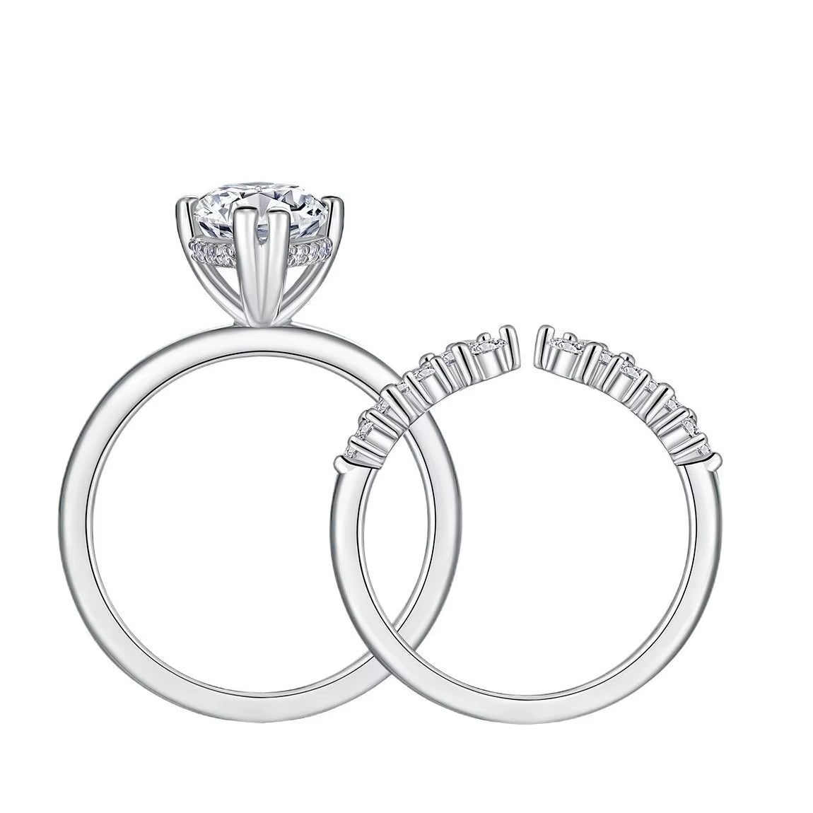 Exquisite Women’s Moissanite Ring in S925 Silver - Luxury Round Cut Bridal Set for Elegant Occasions