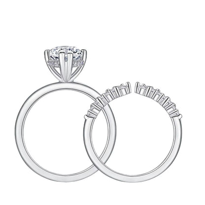 Exquisite Women’s Moissanite Ring in S925 Silver - Luxury Round Cut Bridal Set for Elegant Occasions