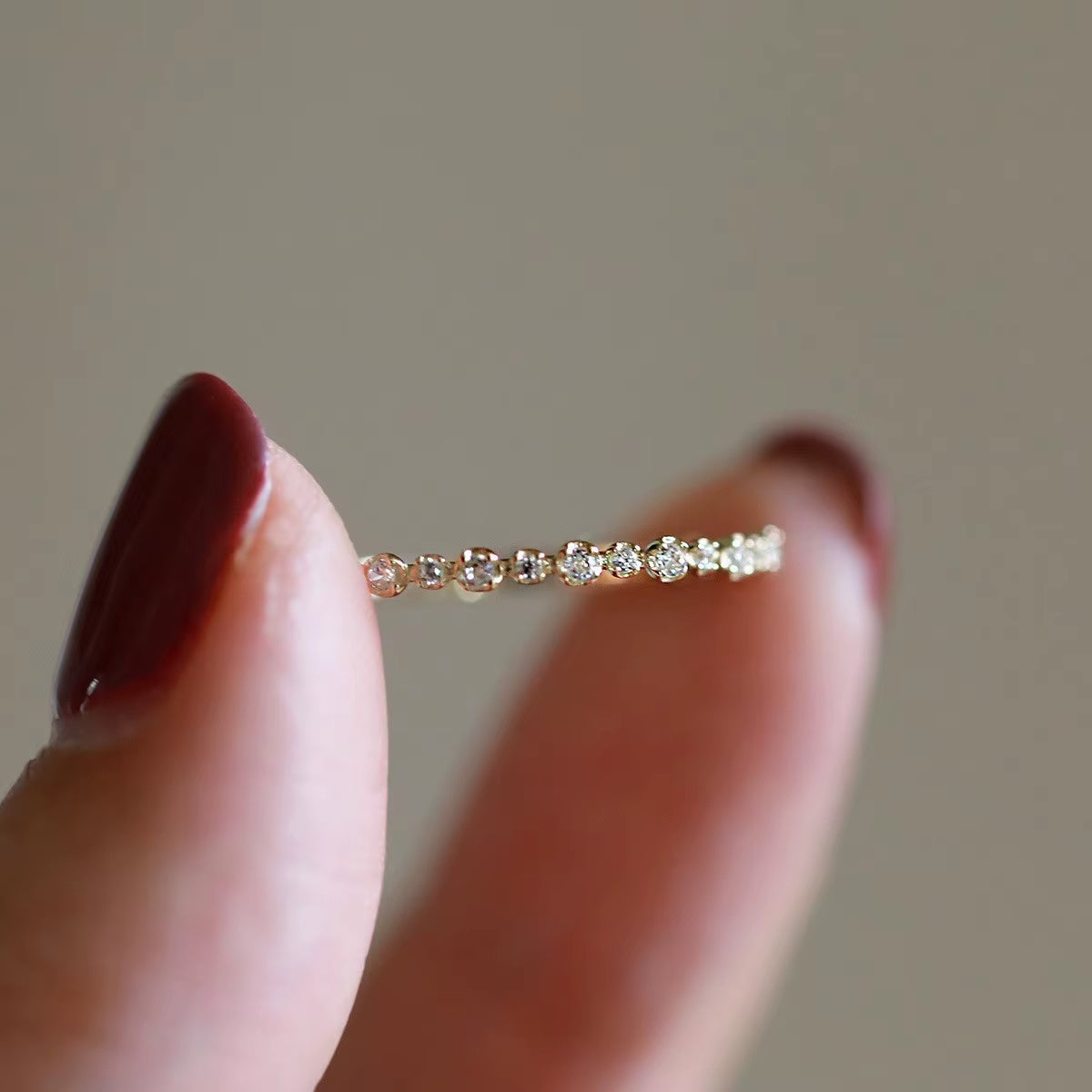 Elegant Gold-Plated Dainty Wedding Band with Sparkling Zircon Accents