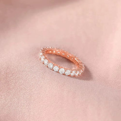 Elegant 3mm Eternity Moissanite Wedding Band in 925 Sterling Silver - A Timeless Jewelry Piece for Women