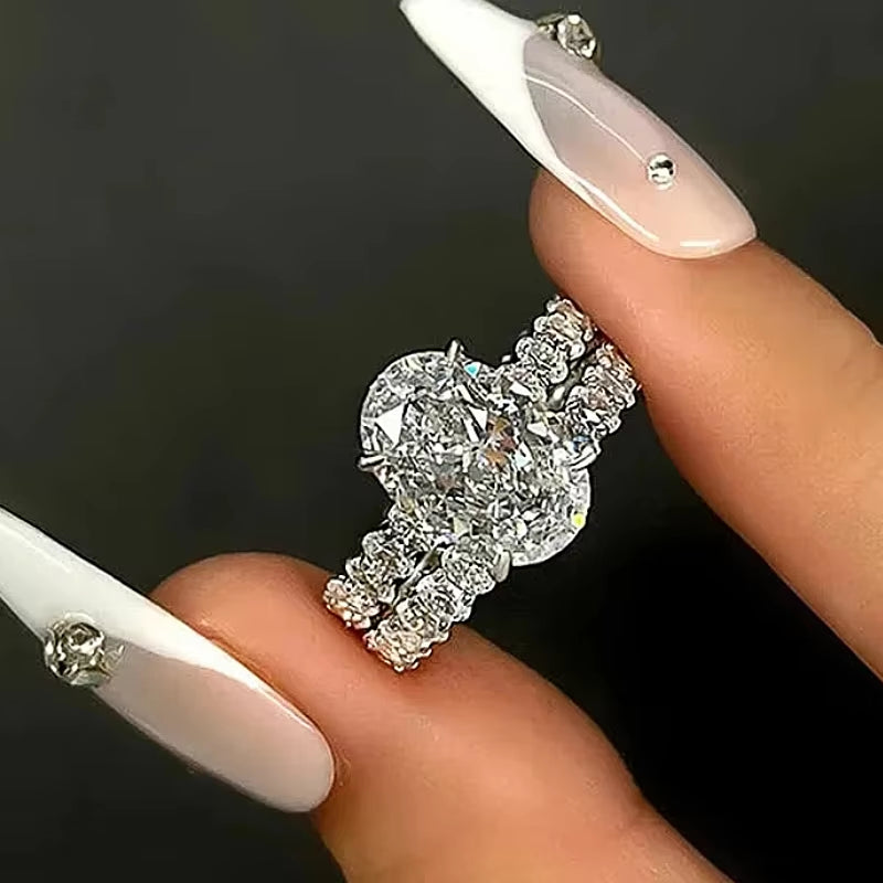 Stunning CAOSHI 2-Piece Bridal Ring Set for Women - Dazzling Cubic Zirconia Stackable Luxury Jewelry Gift for Weddings and Parties
