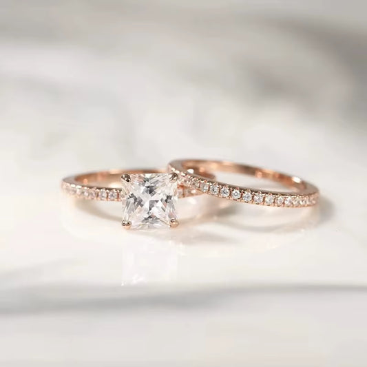 Stunning 2CT Princess Cut Bridal Set in 925 Sterling Silver - Elegant Wedding Bands for Women