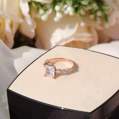 Stunning 2CT Princess Cut CZ Engagement Ring in 925 Sterling Silver - Elegant Wedding Band for Women