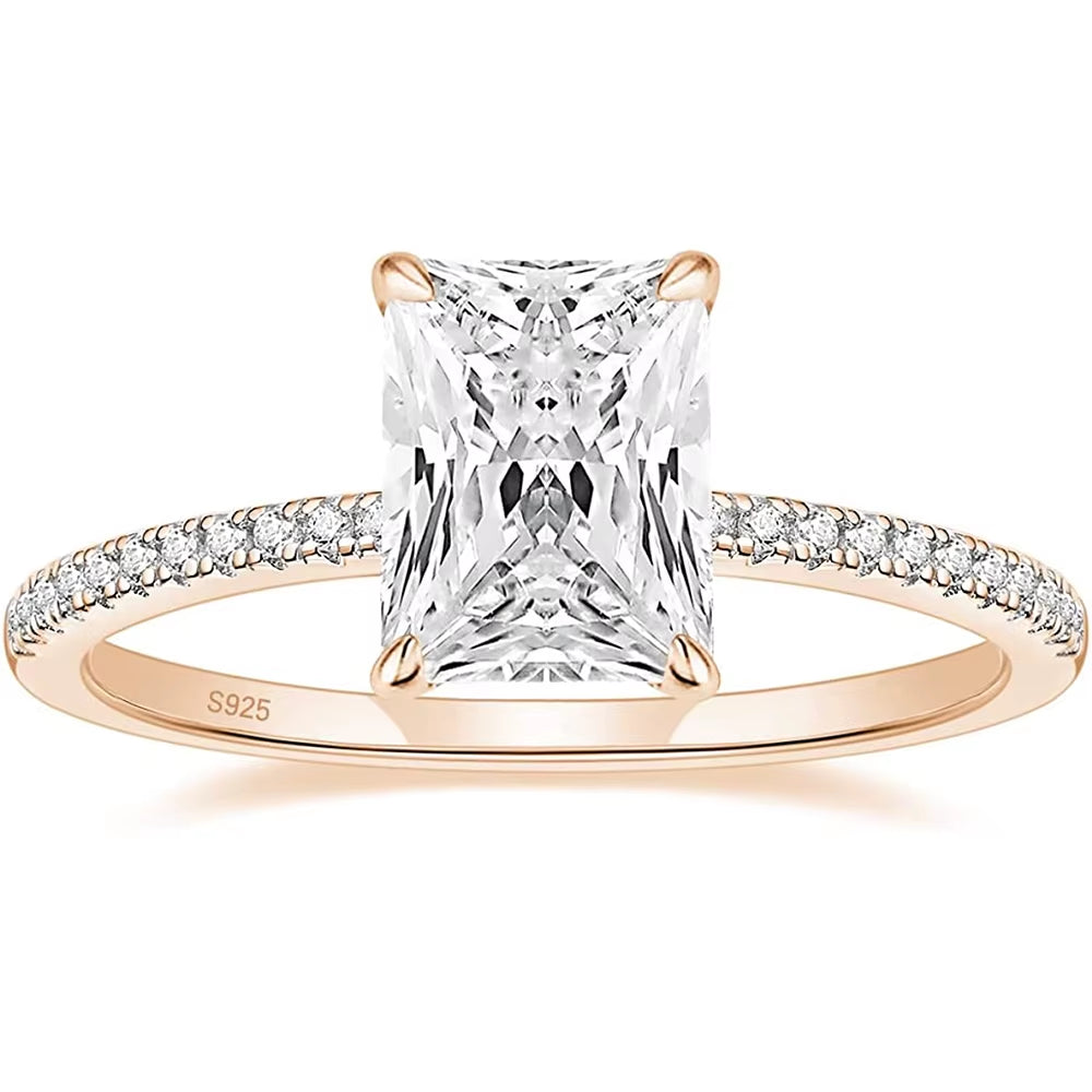 Exquisite 3ct Yellow Gold Radiant Cut Engagement Ring with Dazzling Diamond Accents