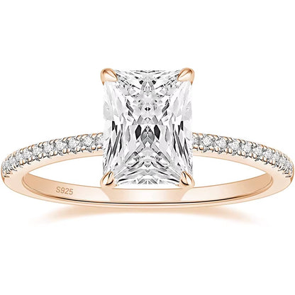 Exquisite 3ct Yellow Gold Radiant Cut Engagement Ring with Dazzling Diamond Accents