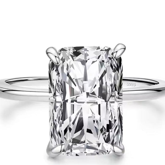 Stunning 5CT Radiant Cut Engagement Ring in Clear CZ - Exquisite 925 Sterling Silver for Women