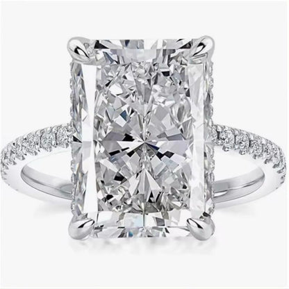 Exquisite 4ct Crushed Ice Radiant Moissanite Ring for Women - Elegant Sparkling Gemstone Jewelry