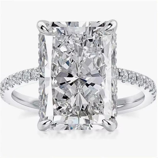 Exquisite 4ct Crushed Ice Radiant Moissanite Ring for Women - Elegant Sparkling Gemstone Jewelry