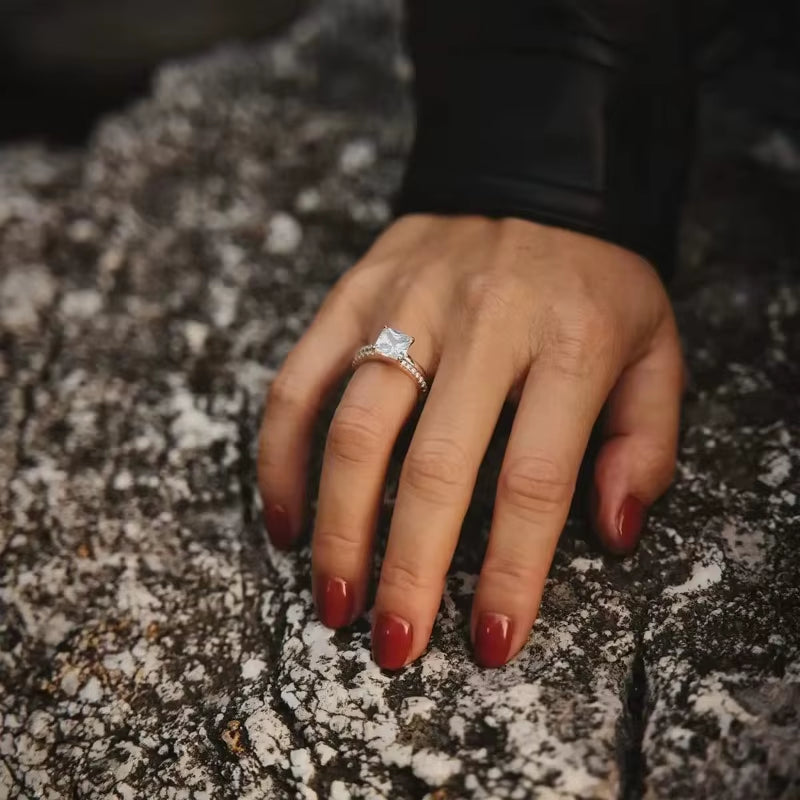 Stunning 2CT Princess Cut Bridal Set in 925 Sterling Silver - Elegant Wedding Bands for Women