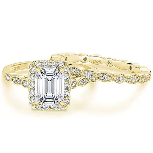 Exquisite 2CT Vintage Marquise Bridal Ring Set - Elegant CZ Engagement Ring for Women