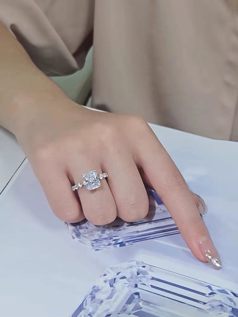 Stunning 4CT Radiant Cut Engagement Ring in 925 Sterling Silver - Perfect Bridal Jewelry for Women