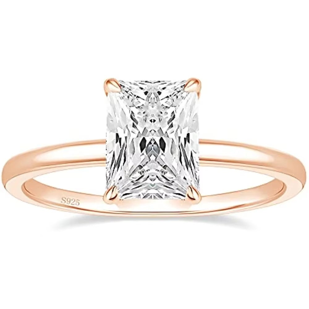 Trumium 3CT Radiant Cut 925 Sterling Silver Engagement Ring - A Stunning Promise Ring for Women