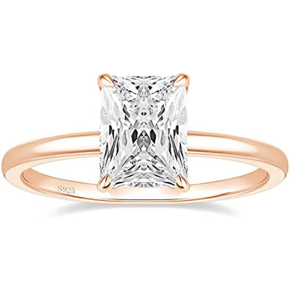 Trumium 3CT Radiant Cut 925 Sterling Silver Engagement Ring - A Stunning Promise Ring for Women