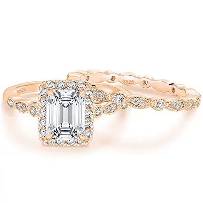 Exquisite 2CT Vintage Marquise Bridal Ring Set - Elegant CZ Engagement Ring for Women