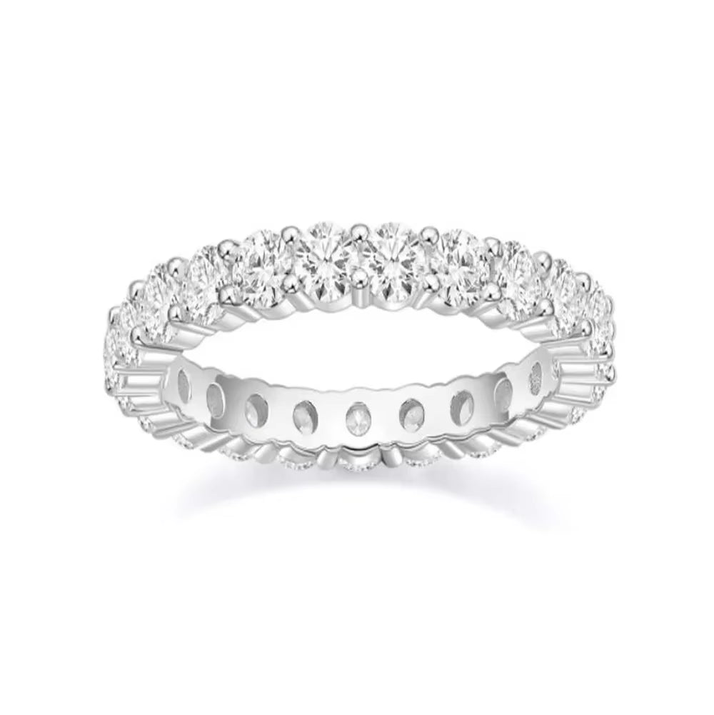 Elegant 3mm Eternity Moissanite Wedding Band in 925 Sterling Silver - A Timeless Jewelry Piece for Women