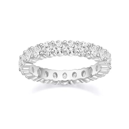 Elegant 3mm Eternity Moissanite Wedding Band in 925 Sterling Silver - A Timeless Jewelry Piece for Women