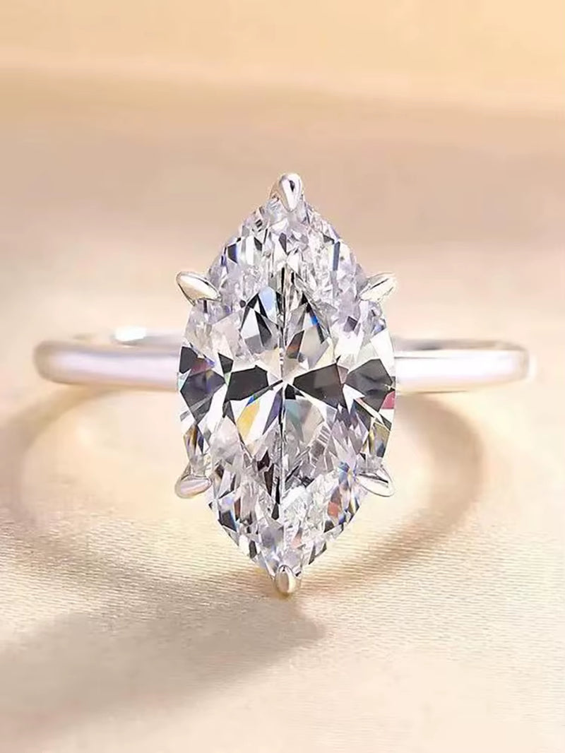 Elegant 925 Sterling Silver 2 Carat Horse Eye Zircon Ring for Women - Perfect for Engagement and Weddings