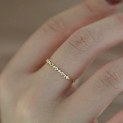 Elegant Gold-Plated Dainty Wedding Band with Sparkling Zircon Accents