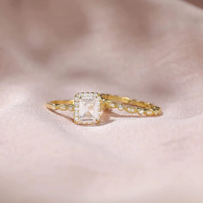 Exquisite 2CT Vintage Marquise Bridal Ring Set - Elegant CZ Engagement Ring for Women