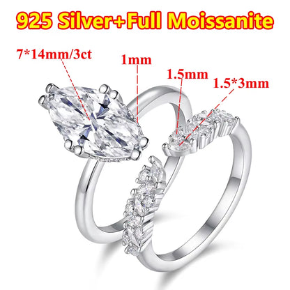 Exquisite Women’s Moissanite Ring in S925 Silver - Luxury Round Cut Bridal Set for Elegant Occasions