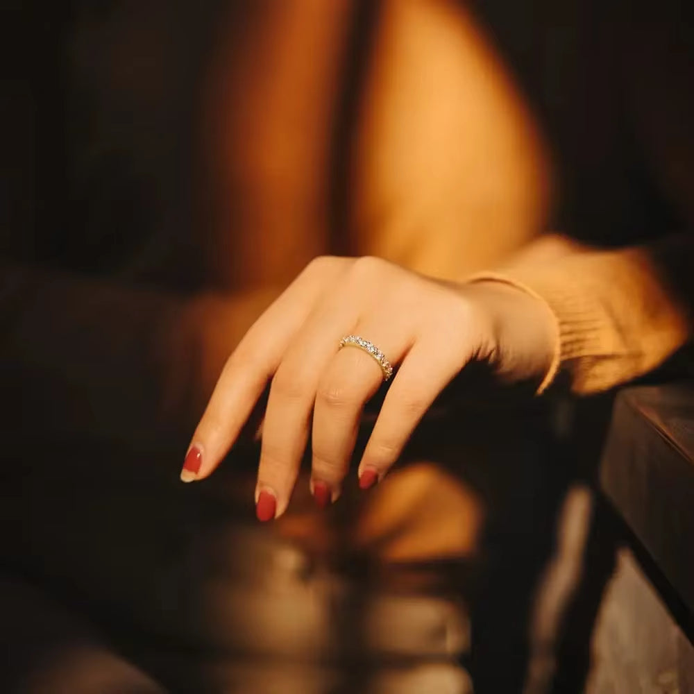 Elegant 3mm Eternity Moissanite Wedding Band in 925 Sterling Silver - A Timeless Jewelry Piece for Women