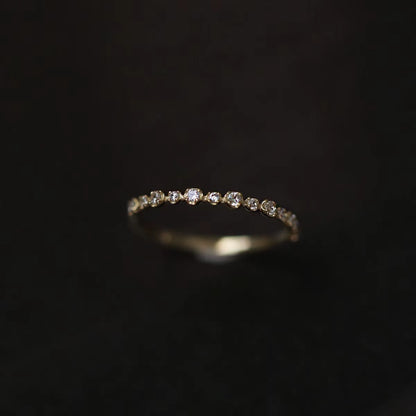 Elegant Gold-Plated Dainty Wedding Band with Sparkling Zircon Accents