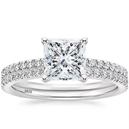 Stunning 2CT Princess Cut Bridal Set in 925 Sterling Silver - Elegant Wedding Bands for Women