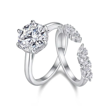 Exquisite Women’s Moissanite Ring in S925 Silver - Luxury Round Cut Bridal Set for Elegant Occasions
