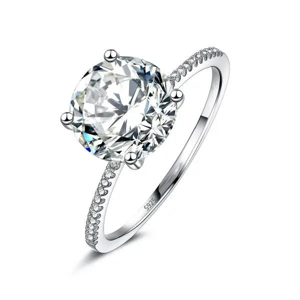 3CT Round Engagement Ring 925 Sterling Silver Pave Band Wedding Jewelry Rings for Women