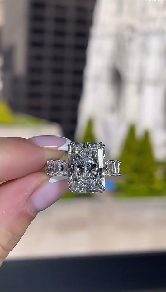 3 Carat Radiant Cut U-Pave Engagement Ring