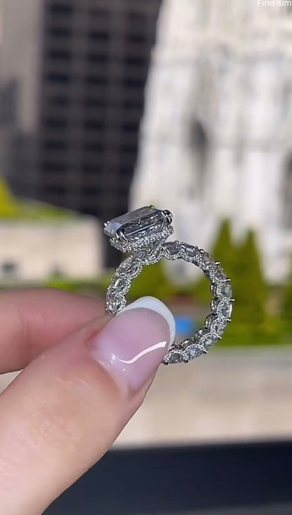 3 Carat Radiant Cut U-Pave Engagement Ring