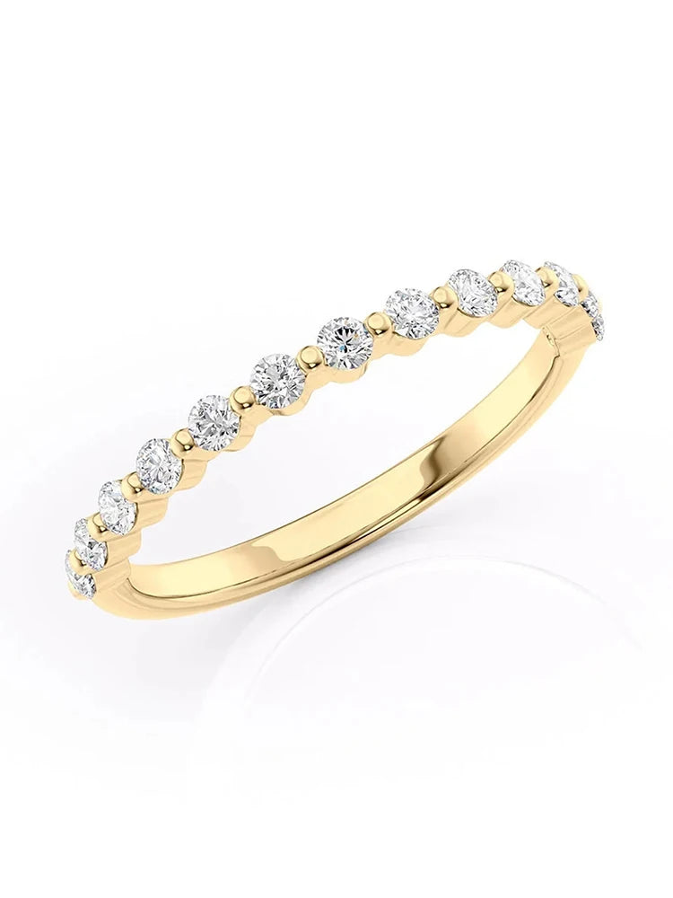 Stunning 2mm Half Eternity Band Ring in 925 Sterling Silver with Sparkling Zircon for Women
