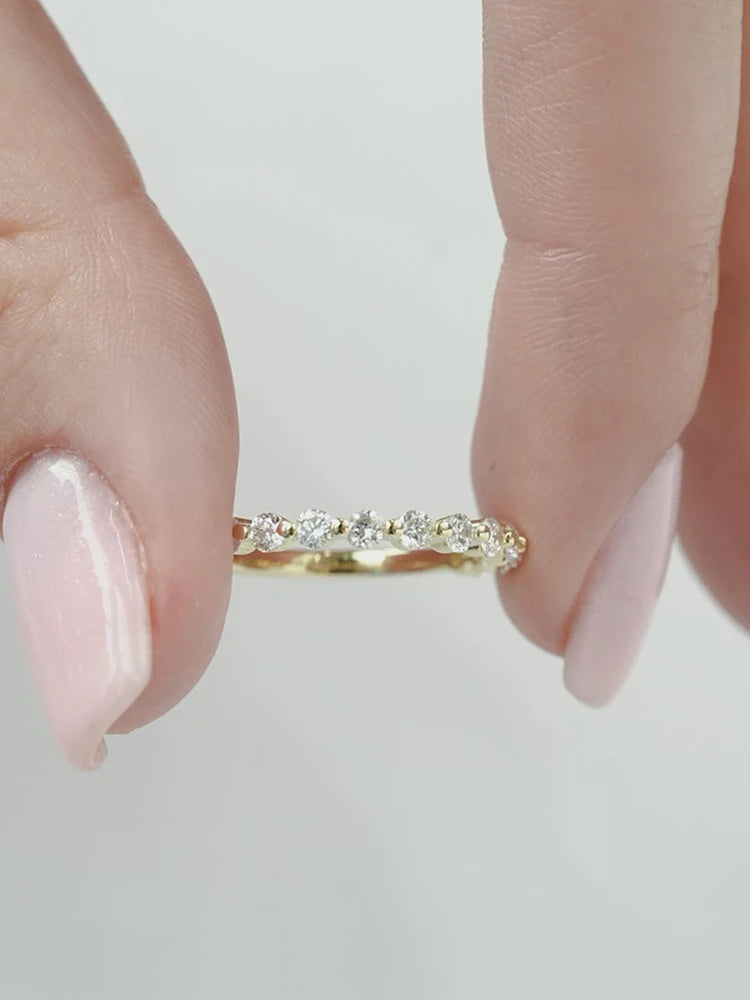 Stunning 2mm Half Eternity Band Ring in 925 Sterling Silver with Sparkling Zircon for Women