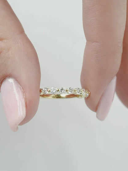 Stunning 2mm Half Eternity Band Ring in 925 Sterling Silver with Sparkling Zircon for Women