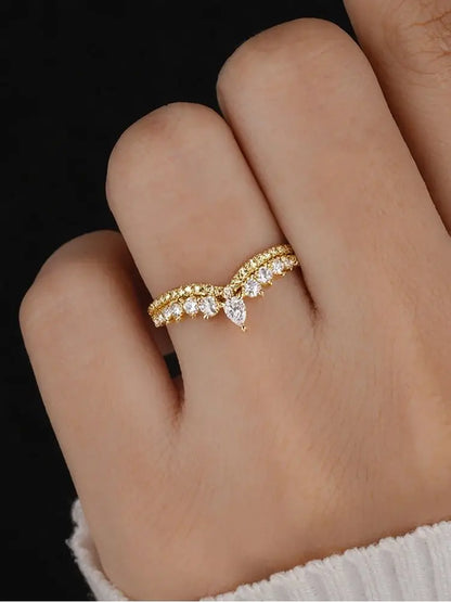 Discover the Exquisite 925 Sterling Silver Water Drop Zircon Crown Ring - A Luxurious Choice for Engagements and Weddings