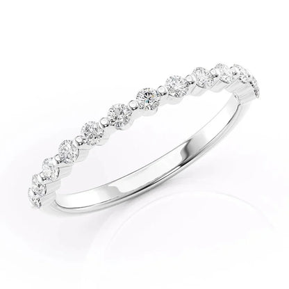 Stunning 2mm Half Eternity Band Ring in 925 Sterling Silver with Sparkling Zircon for Women