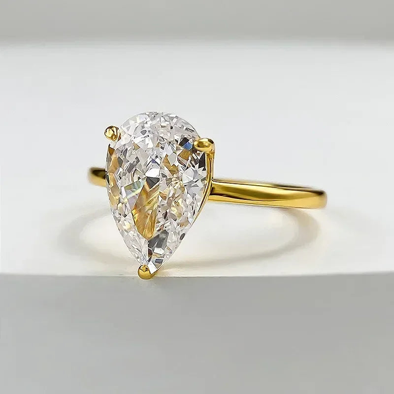 Exquisite 3CT Pear Moissanite Ring in 925 Sterling Silver - Perfect for Engagements and Weddings