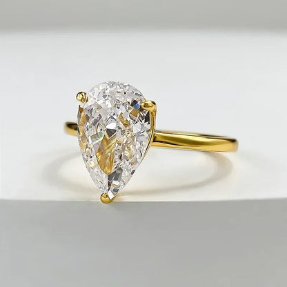 Exquisite 3CT Pear Moissanite Ring in 925 Sterling Silver - Perfect for Engagements and Weddings