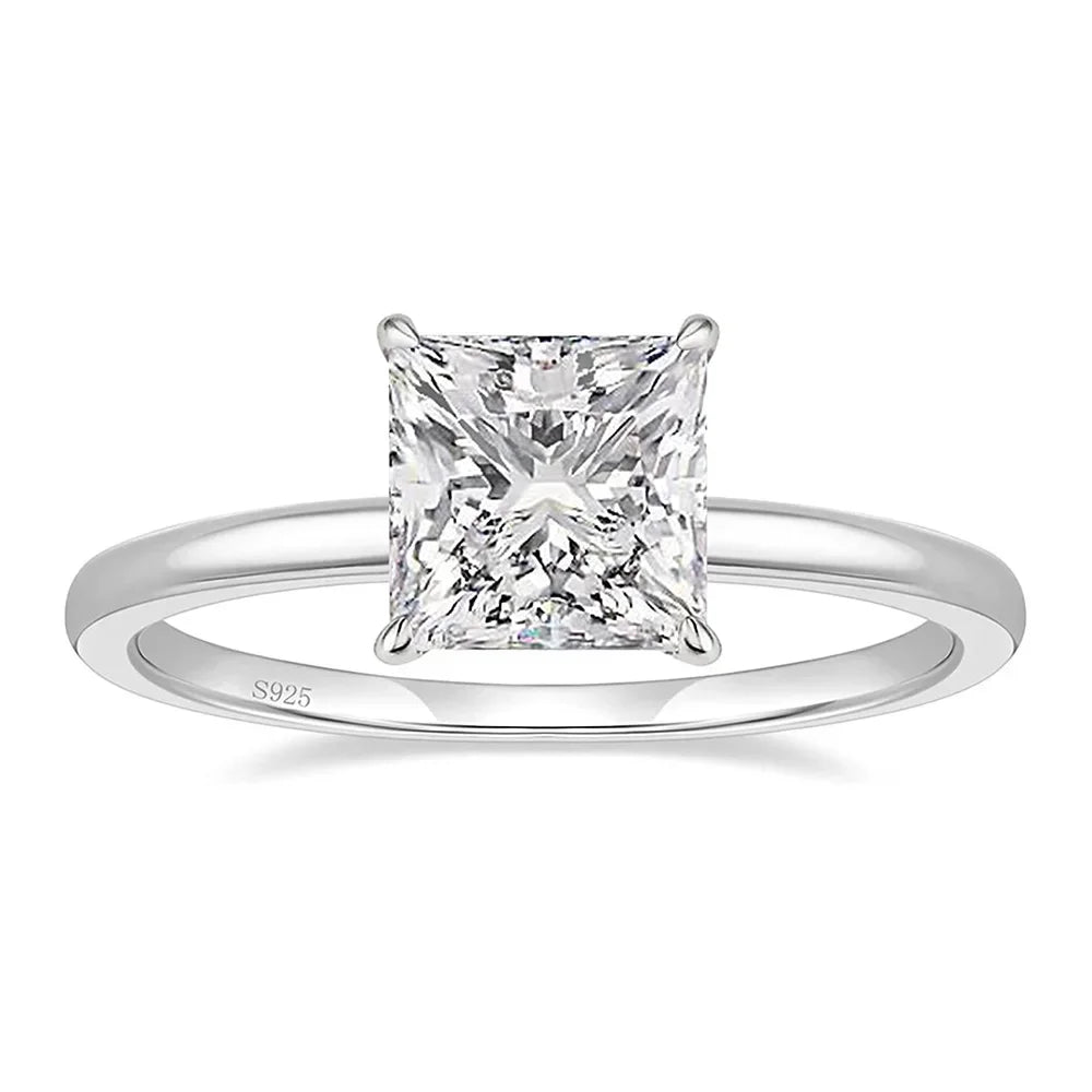 Exquisite 2CT Princess Cut 925 Sterling Silver Engagement Ring with Sparkling Zirconia
