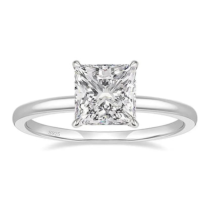 Exquisite 2CT Princess Cut 925 Sterling Silver Engagement Ring with Sparkling Zirconia