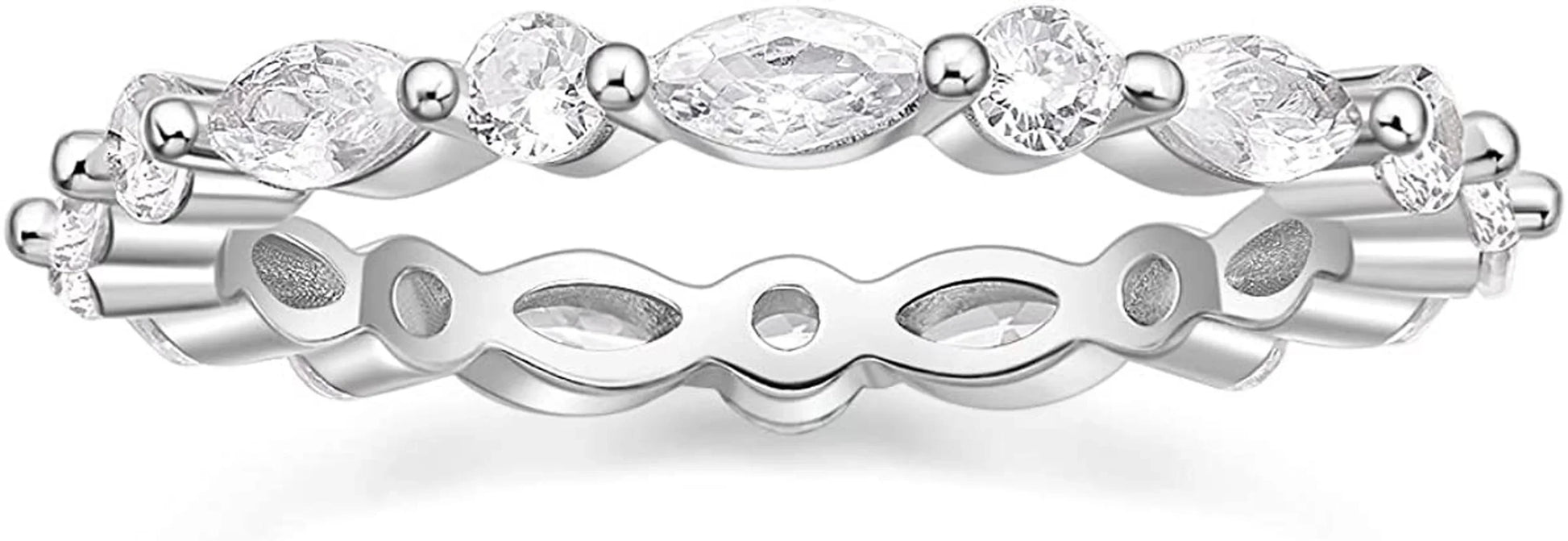 Elegant 2mm Marquise Wedding Band in 925 Sterling Silver - Timeless Bridal Jewelry