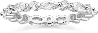 Elegant 2mm Marquise Wedding Band in 925 Sterling Silver - Timeless Bridal Jewelry