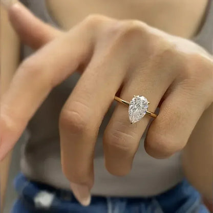 Exquisite 3CT Pear Moissanite Ring in 925 Sterling Silver - Perfect for Engagements and Weddings